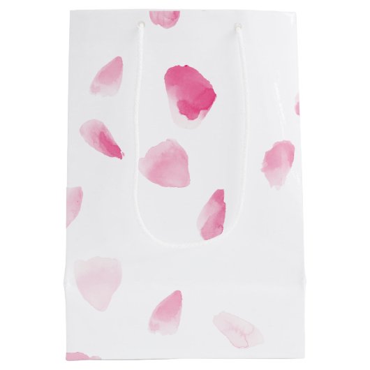 Romantische rosa Rosenblüten Blumen-Brautdusche Mittlere Geschenktüte (Rückseite)