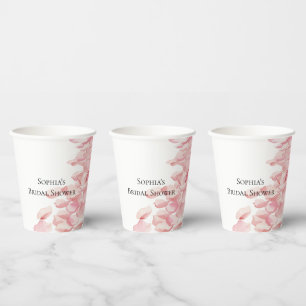 Romantische rosa Rosenblüten Blumen-Brautparty Pappbecher