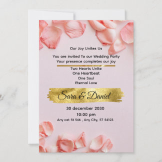 Romantische rosa Rosenblüten-Hochzeitseinladung | Feiertagskarte