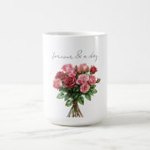 Romantische Rosa Rosenblütenhochzeit Kaffeetasse (Mittel)
