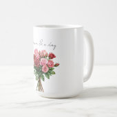 Romantische Rosa Rosenblütenhochzeit Kaffeetasse (VorderseiteRechts)