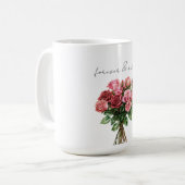 Romantische Rosa Rosenblütenhochzeit Kaffeetasse (Vorderseite Links)