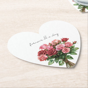 Romantische Rosa Rosenblütenhochzeit Untersetzer