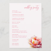Romantische rosa Rosenhochzeit Programm (Rückseite)