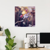 Romantische rosa Rosenknospen bei Sunset Bokeh Hin Poster (Heimbüro)