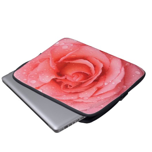 Romantische Rosa Rosentropfen Laptopschutzhülle (Vorne Knopf)