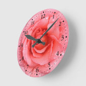 Romantische Rosa Rosentropfen Runde Wanduhr (Winkel)