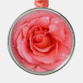 Romantische Rosa Rosentropfen Silbernes Ornament (Vorne)