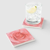 Romantische Rosa Rosentropfen Steinuntersetzer (Seitenansicht)