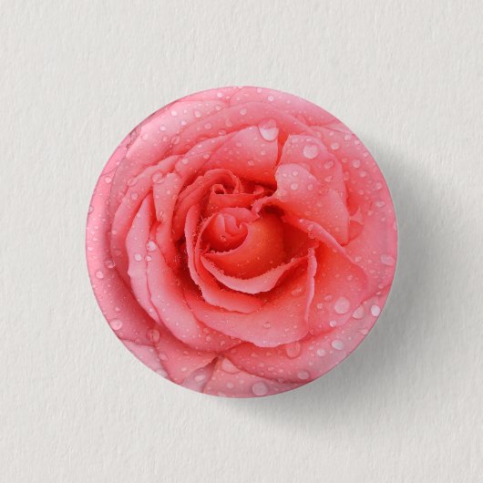 Romantische rosa Rosenwasser-Tröpfchen Button (Vorderseite)