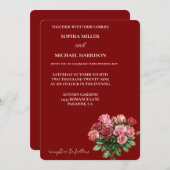 Romantische Rosa Roses Blumenhochzeit Einladung (Vorne/Hinten)