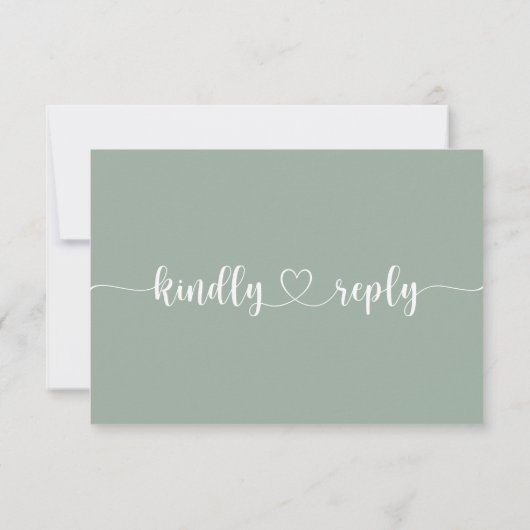 Romantische rosa Roses Wedding RSVP Response Green Einladung (Rückseite)