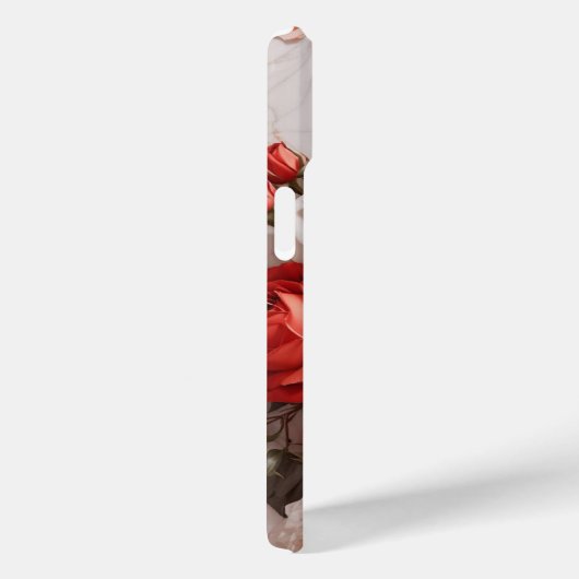 Romantische rosa Rote Rosen Blume auf weißem Marmo Case-Mate iPhone Hülle (Rückseite / Rechts)