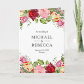 Romantische rosa rote Rosen QR-Code-Hochzeit Einladung (Vorderseite)