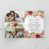 Romantische rosa rote Rosen QR-Code-Hochzeit Einladung (Innenseite)