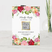 Romantische rosa rote Rosen QR-Code-Hochzeit Einladung (Rückseite)