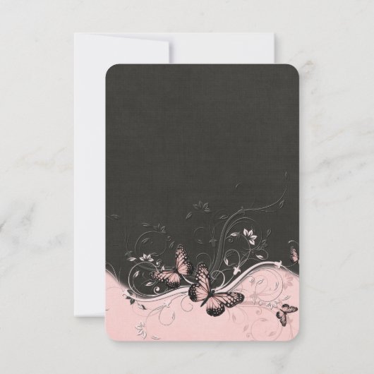 Romantische Rosa-Schmetterling-Wirbel Save the Dat Date (Rückseite)