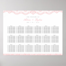 Romantische rosa Spitzen-Hochzeitstabelle Poster