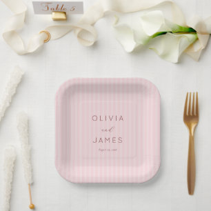 Romantische rosa Streifen Pappteller