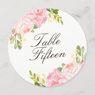 Romantische Rosa Tischnummern Rundkarten