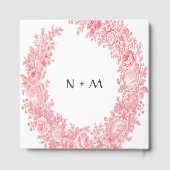 Romantische Rosa Toile Blume Hochzeit Gästebuch (Rückseite)