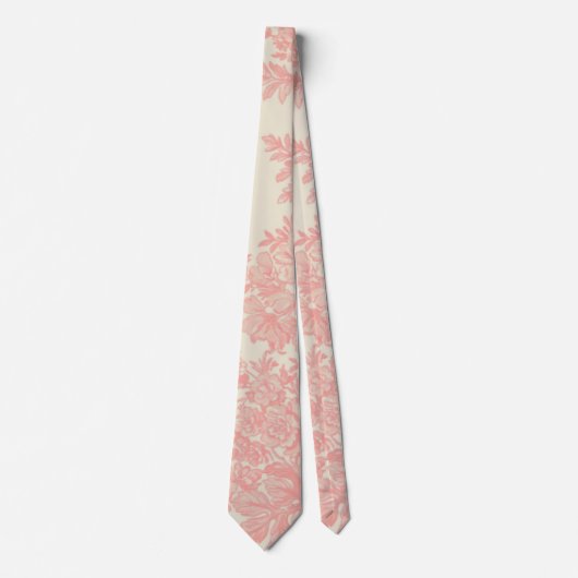 Romantische Rosa Toile Blume Hochzeitsgroom Krawatte (Vorderseite)