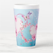 Romantische Rosa und blaue Blüte Große Latte Tasse (Vorderseite)