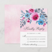Romantische rosa und blaue RSVP-Karte Hinweiskarte (Vorne/Hinten)