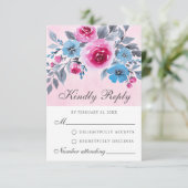 Romantische rosa und blaue RSVP-Karte Hinweiskarte (Stehend Vorderseite)