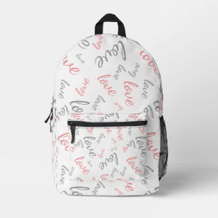 Romantische rosa und graue Liebesschrift Kursivsch Bedruckter Rucksack