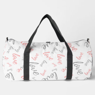 Romantische rosa und graue Liebesschrift Kursivsch Duffle Bag