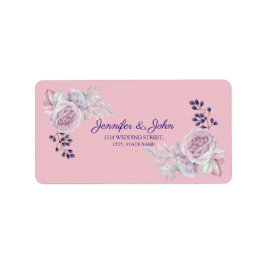 Romantische Rosa und Lila Peonies Hochzeitsadresse Adressaufkleber