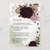 Romantische Rosa und Pflaume Blume Gründetails Begleitkarte (Vorderseite)