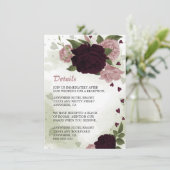 Romantische Rosa und Pflaume Blume Gründetails Begleitkarte (Stehend Vorderseite)