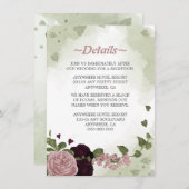 Romantische Rosa und Pflaume Blume Gründetails Begleitkarte (Vorne/Hinten)