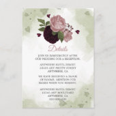 Romantische Rosa und Pflaume Blume Gründetails Begleitkarte (Vorderseite)