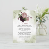 Romantische Rosa und Pflaume Blume Gründetails Begleitkarte (Stehend Vorderseite)