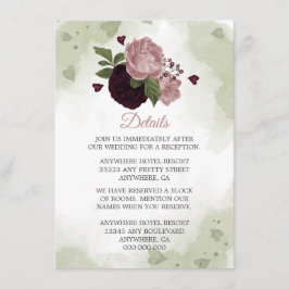 Romantische Rosa und Pflaume Blume Gründetails Begleitkarte