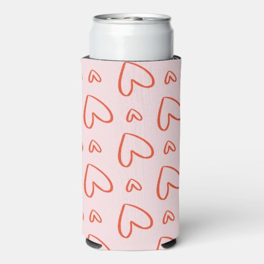 Romantische rosa und rote Herzen Selters Dosenkühler (Seltzer Rückseite)