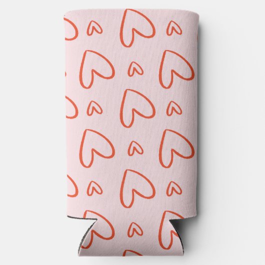 Romantische rosa und rote Herzen Selters Dosenkühler (Rückseite)