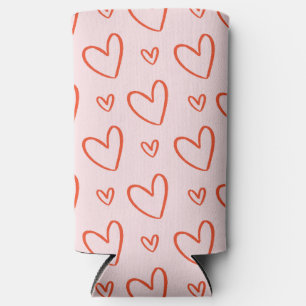 Romantische rosa und rote Herzen Selters Dosenkühler