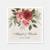 Romantische Rosa- und Rotwasser-Blumenhochzeit Serviette (Vorderseite)
