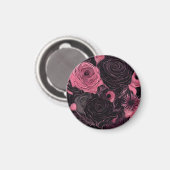 Romantische rosa und schwarz-gotische Rose Magnet (Vorderseite/Rückseite)