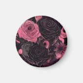 Romantische rosa und schwarz-gotische Rose Magnet (Vorne)