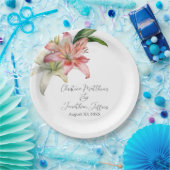 Romantische Rosa und Weiße Lilien Pappteller (Party)