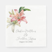 Romantische Rosa und Weiße Lilien Serviette (Vorderseite)