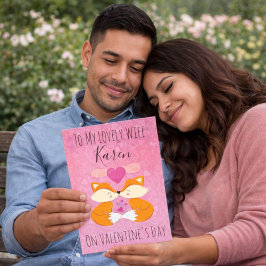 Romantische Rosa Valentinstag Füchse für sie Feiertagskarte