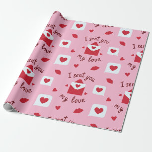Romantische rosa Valentinstag-Liebesbriefe & Herze Geschenkpapier