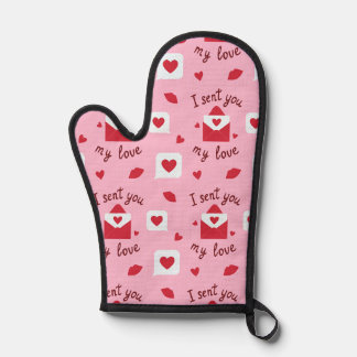 Romantische rosa Valentinstag-Liebesbriefe & Herze Ofenhandschuh