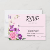 Romantische rosa Violett Kühne Blume Bouquet RSVP Karte (Vorderseite)